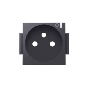 Set de finition pour prise de courant connectée commutable avec broche de terre et touche de commande, couleur anthracite couverte